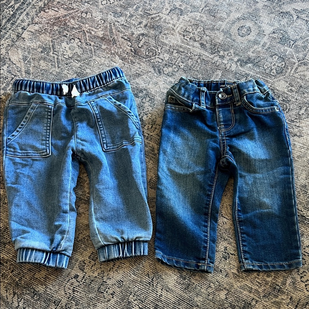 6-9 mo boys jean set - Light‎ Blue and Dark Blue